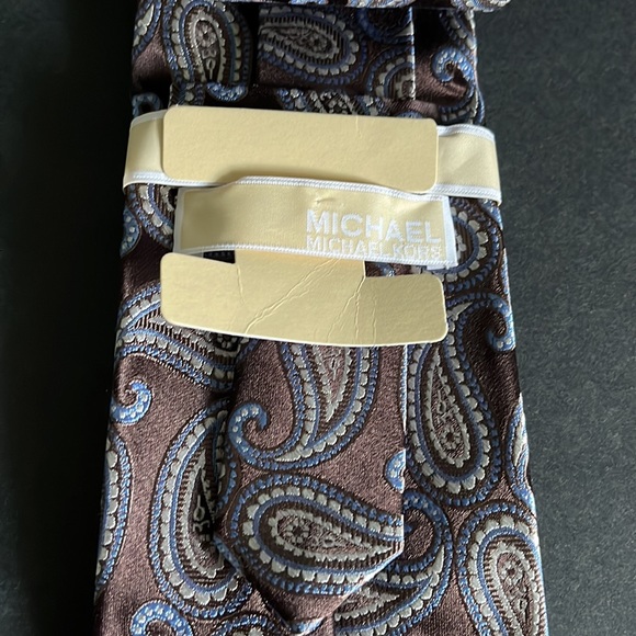 Michael Kors Brown Blue Paisley Silk Tie - New with Tags - Picture 7 of 16